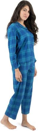 Leveret Womens Cotton Flannel Printed Holiday Pajama Set in Plaid Blue & Navy at Nordstrom, Size Xx-Large