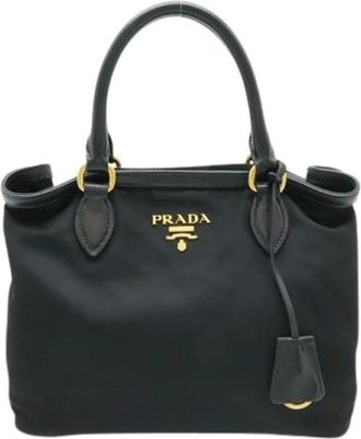 Prada Pre-owned Handbags, female, Black, Size: ONE SIZE Pre-owned Nylon Tote Bag
