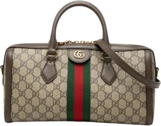 Gucci Pre-owned Vintage Canvas Satchel - Dames - Vintage Handtas - Beige - ONE Size - Leer - Vintage