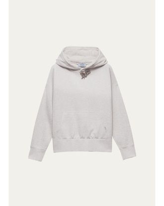 Prada Jewel Brooch Cotton Hoodie