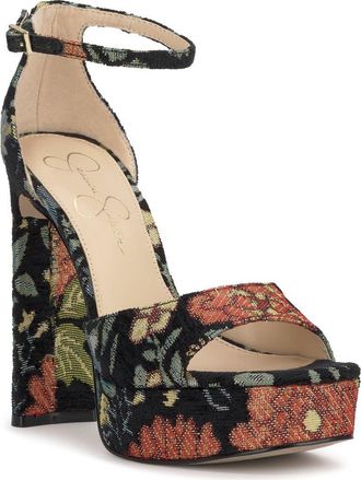 Jessica Simpson Telxia 2 Ankle Strap Platform Sandal in Black Multi at Nordstrom, Size 8.5