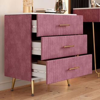 Vicco Cassettiera Velia, Rosa, 70 X 78.5 Cm Con 3 Cassetti, Vicco
