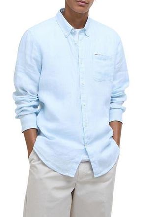 Barbour Linton Regular Fit Linen Button-Down Shirt in Ocean Sky at Nordstrom Rack, Size X-Large