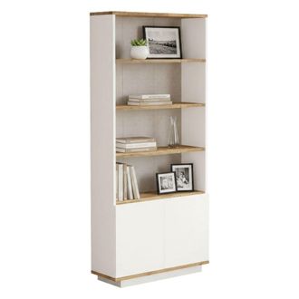 Dmora Dmora - Estante Para Libros Heze, Estante De Oficina, Porta Libros M&oacute;vil, Biblioteca, 75x27h168 Cm, Roble Y Blanco, Con Embalaje Reforzado