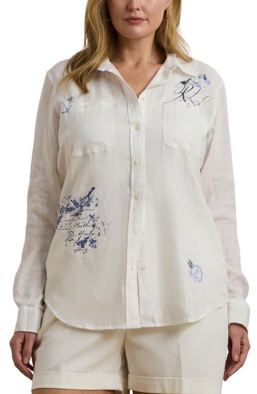 売れ筋商品|||ラルフローレン カットソー トップス レディース Plus Size 100% Linen Roll-Tab Shirt Birch Tan Ralph Lauren Plus Size Linen Roll-tab Sleeve Top In Birch