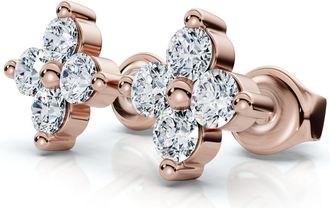 Pompeii3 1/2Ct Jackie Diamond Studs 14k Gold Earrings Lab Grown 1/3 Tall