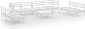 vidaXL 9 Piece Garden Lounge Set White Solid Pinewood vidaXL