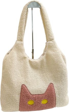 Generic Womens Plush Bags Women Lambs Wool Plush Tote Bag Cute Cat Handbag Large Capacity Satchel Shopping Dating(Pink)
