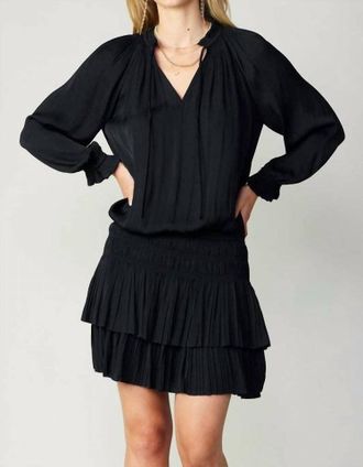 Current Air Shira Pleated Mini Dress In Black