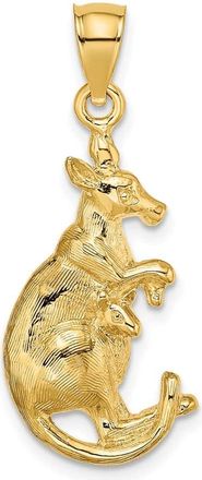 Diamond2Deal 14k Yellow Gold 2-D Kangaroo with Baby in Pouch Pendant