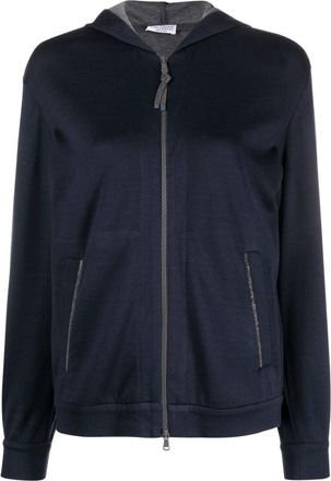 Brunello Cucinelli Blue Chain Zipped Hoodie