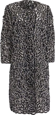 Oscar De La Renta Oscar De La Renta Knitted Embroidered Long Blazer in Black Wool