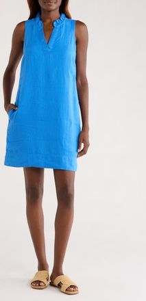 Tommy Bahama Two Palms Double Ruffle Linen Dress in Palace Blue at Nordstrom, Size X-Large