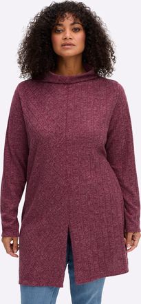 Sheego Longpullover SHEEGO BY JOE BROWNS Pullover, Damen, Gr. 40/42, bordeaux, meliert, 88% Polyester, 10% Viskose, 2% Elasthan, unifarben, Pullover Longpull