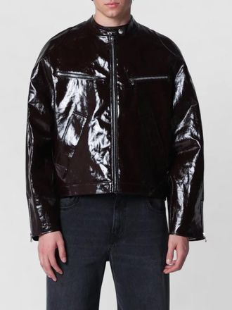 S&eacute;fr long sleeve jacket snap collar pockets zips