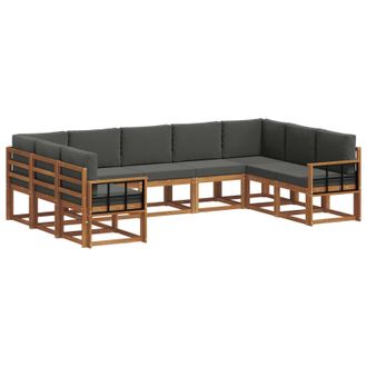 vidaXL Conjunto De Sof&aacute;s De Exterior 9 Pcs Natural Y Antracita Vidaxl