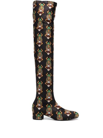 La DoubleJ Edie 40mm scarab-jacquard boots - Black