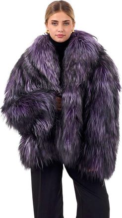 Gorski Collared Goat Jacket in Purple at Nordstrom, Size X-Small
