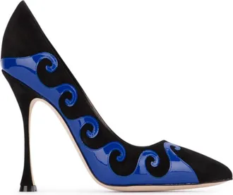 Manolo Blahnik Black Slip On Heels