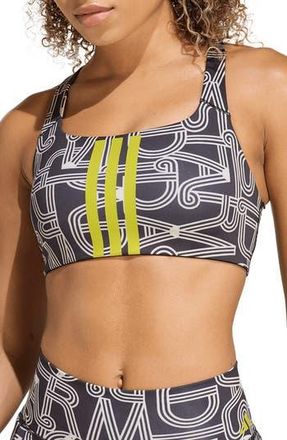 adidas x FARM Rio Climacool Sports Bra in Black/Crystal Linen/Lime at Nordstrom Rack, Size X-Large