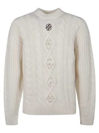 Dr&ocirc;le de Monsieur Off-White Cable Knit Sweater