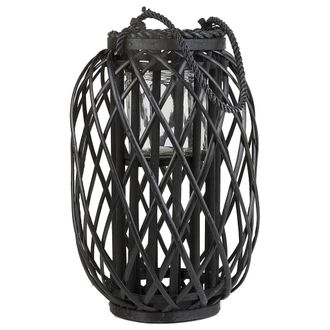 Beliani Beliani - Linterna Decorativa De Madera Negra 40 Cm Adorno Farol Candelero Mauritius