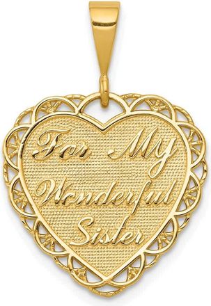 Diamond2Deal 14k Yellow Gold Reversible FOR MY WONDERFUL SISTER Charm