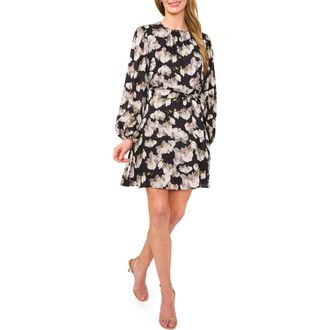 Ted Baker Floral Long Sleeve Dress in Rich Black at Nordstrom Rack, Size X-Small
