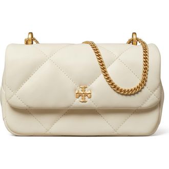 Tory Burch Kira Mini Diamond Quilted Leather Crossbody Bag in Warm White at Nordstrom