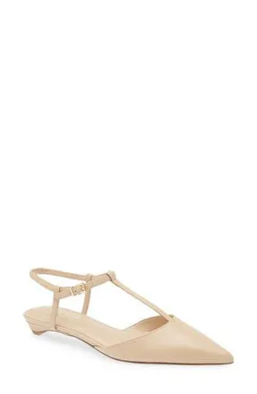 Vince Camuto Varena Ankle Strap Pointed Toe Flat in Summer Beige Deluxe Nappa Le at Nordstrom Rack, Size 7.5