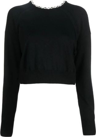 Paco Rabanne Rondgebreide trui - Dames - Ronde hals truien - Zwart - S - Wol - Truien & Vesten
