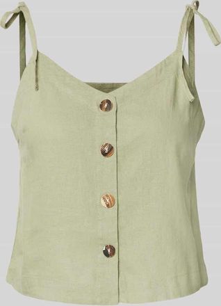 Ichi Top aus Leinen-Viskose-Mix mit Knopfleiste in Schilf, Gr&ouml;&szlig;e 42