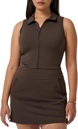 Travis Mathew Moveknit Zip Crop Top in Turkish Coffee at Nordstrom, Size Xx-Large