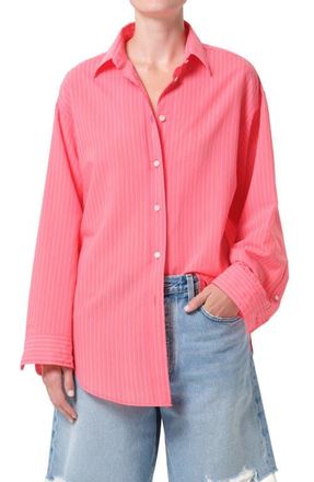 A Gold E Sona Pinstripe Oversize Button-Up Shirt in Fontana Stripe Candy at Nordstrom, Size X-Small