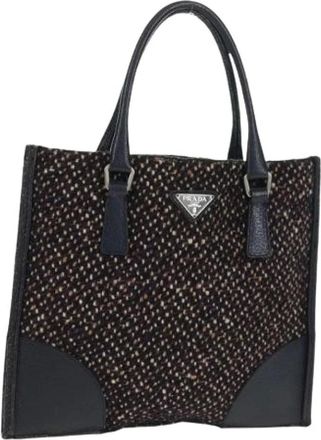 Prada Pre-owned Handbags, female, Purple, Size: ONE SIZE Pre-owned Wool Handbag