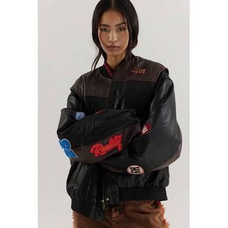 Harper & Yve imitatieleren bomberjack zwart