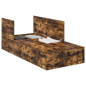 Berkfield Home Rustic Bed Frame Smoked oak Solid wood Standard Single Rustic Bed in Brown