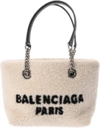 Balenciaga Black White Leather Tote Bag (Pre-Owned)
