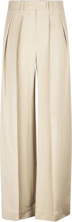 Brunello Cucinelli Broeken - Dames - Wijde Broeken - Beige - XS - Broeken