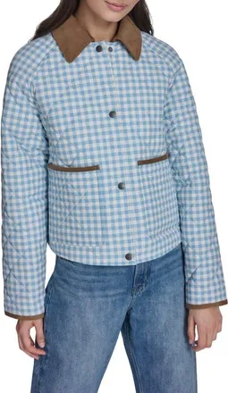 Levi's Quilted Barn Jacket in Light Blue/white Gingham at Nordstrom, Size X-Large