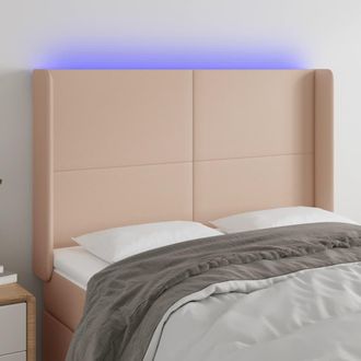 vidaXL Cabecero Con Led Cuero Sint&eacute;tico Capuchino 147x16x118/128cm Vidaxl
