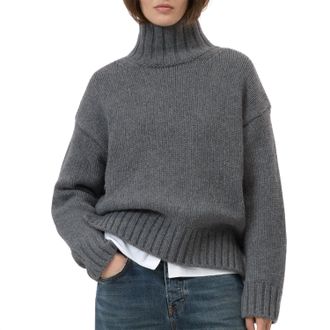 Closed Pure Wool Roll Neck Pullover Sweater In Dark Grey Melange