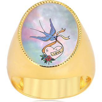 Gabi Rielle Lovebird Mother-of-Pearl Ring in Gold at Nordstrom Rack, Size 7