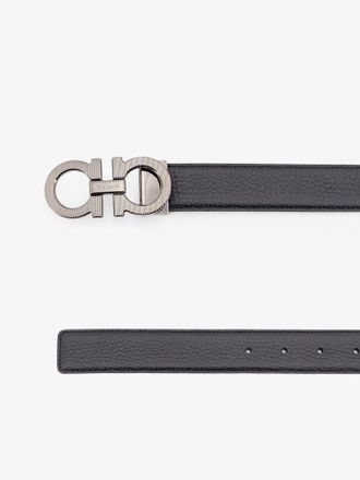 Ferragamo Mens Belt Gancini Reversible Leather Black
