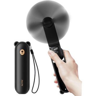 OEM Ventilador Port&aacute;til Con Bater&iacute;a De 4500 Mah, 37 Horas De Autonom&iacute;a, Funciona Con Pilas O Con Usb, Plegable, Color Negro