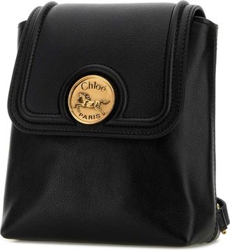 Chlo&eacute; Womens Horse Backpack Black Leather Domestic Asian