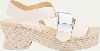 Loewe Petal Leather Platform Espadrille Sandals