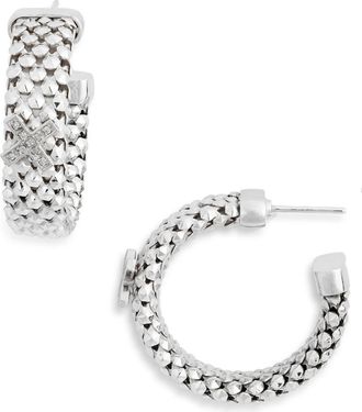 Meshmerise Diamond Cross Hoop Earrings - 0.12ct. in White Gold at Nordstrom Rack