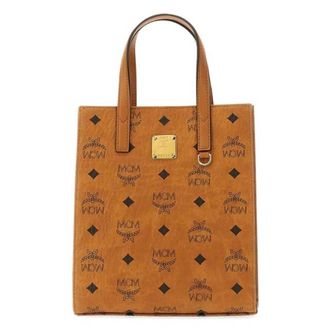 MCM Mini Aren Tote Bag In Visetos Cognac