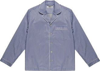 Tekla Satijnen Shirt met Lange Mouwen - Heren - Casual Overhemden - Blauw - M - Satijn - Overhemden